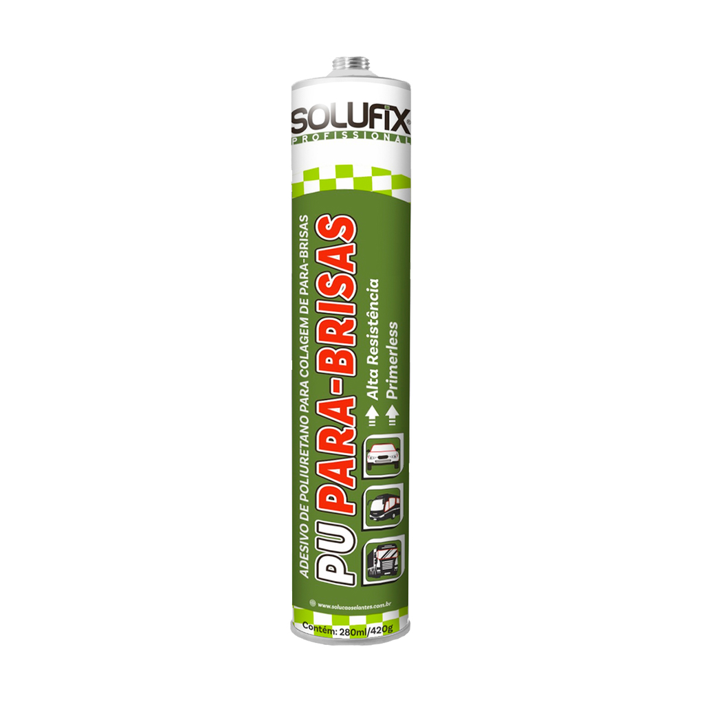 ADESIVO SELANTE PRETO PU COLA PARA-BRISAS 280ML 420G SOLUFIX - UND